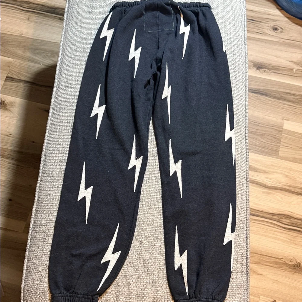 Aviator Nation Bolt Repeat Sweatpants Charcoal White Bolt Patches Women’s Medium - Picture 2 of 6